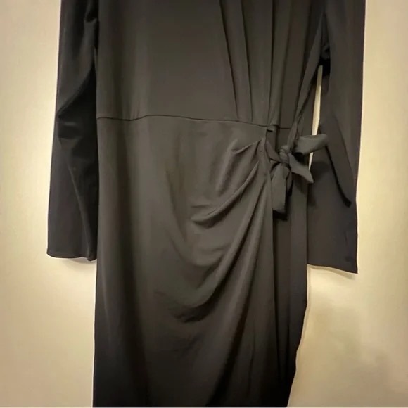 H Halston XXL Turtleneck Faux Wrap Jet Set Jersey Dress - Picture 5 of 8